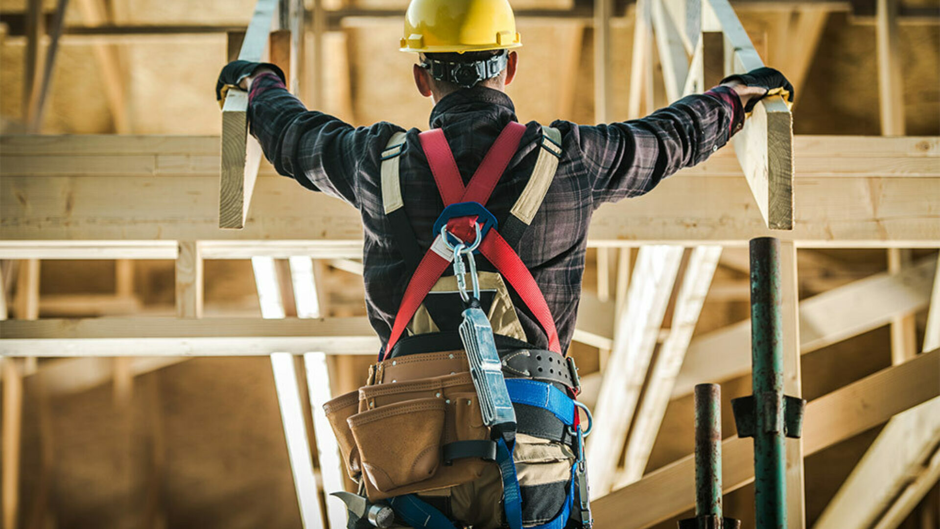 Construction worker working on a house