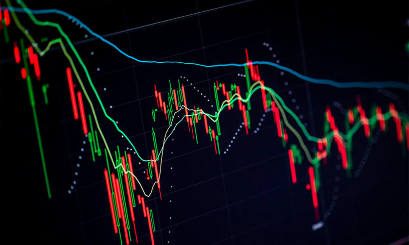 Stocks graph in red and green