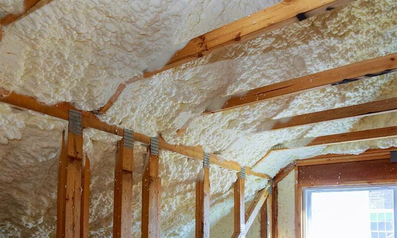 Insulation in the walls of an attic