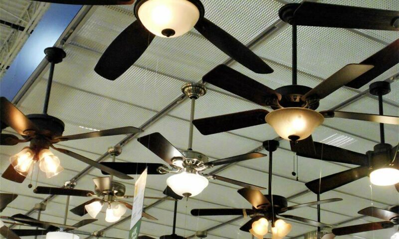 Fan section of a home improvement store