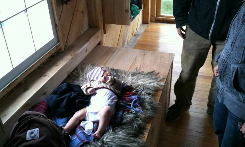 Family in cabin