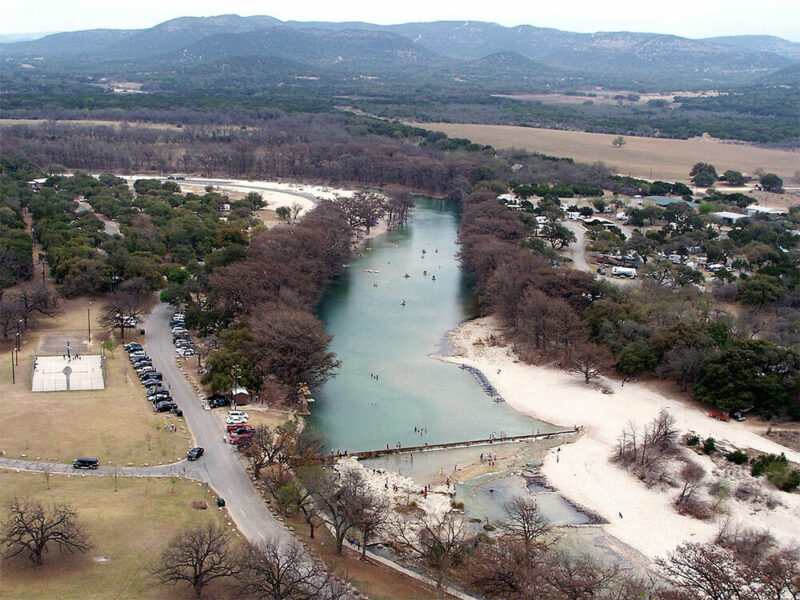 Garner State Park aerial view along the Frio River