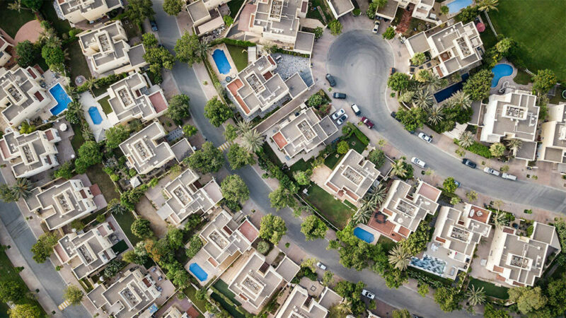 aerial view of neighborhood streets