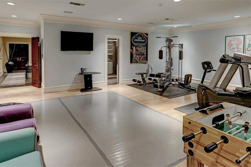 Workout room in a basement