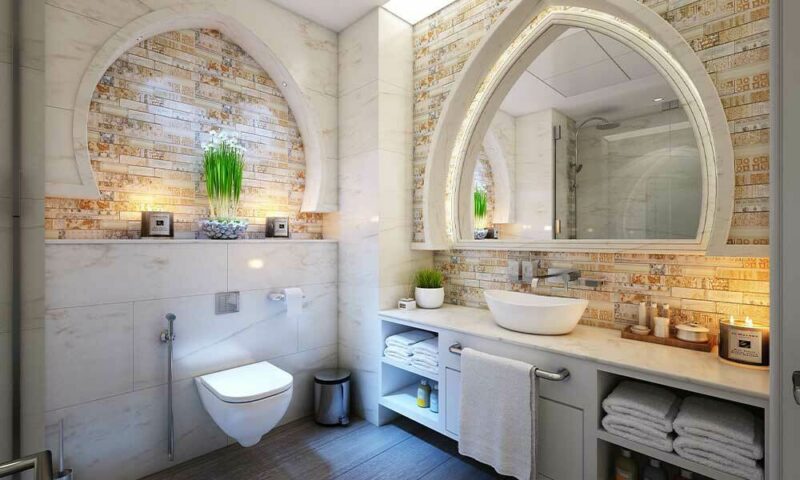 Bathroom with Brick