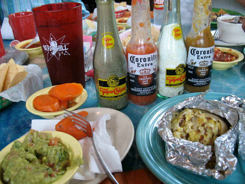 breakfast taco, guacamole, and various Tex-Mex spices