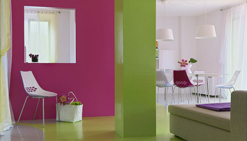 bright colorfully painted living room