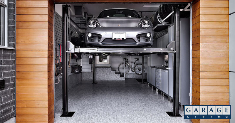 car lift in a garage