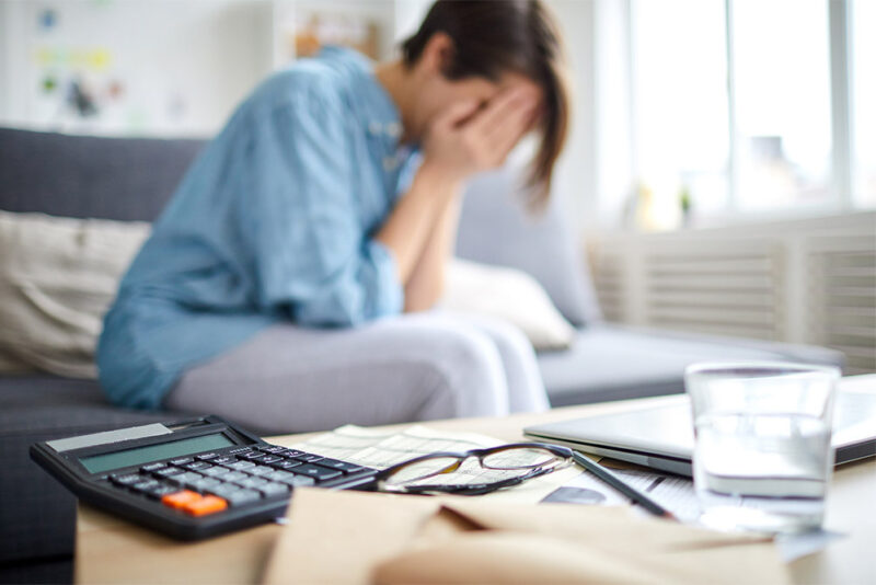 Woman struggling with finances