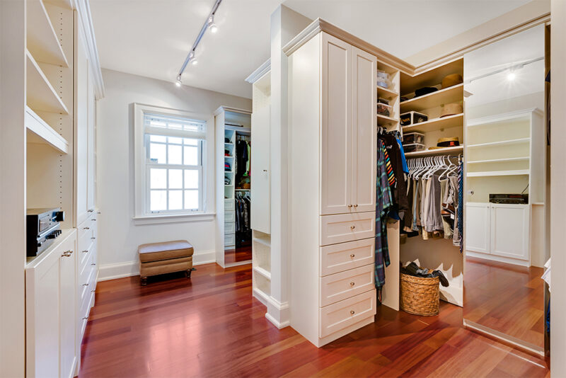 Large luxury closet with exterior window