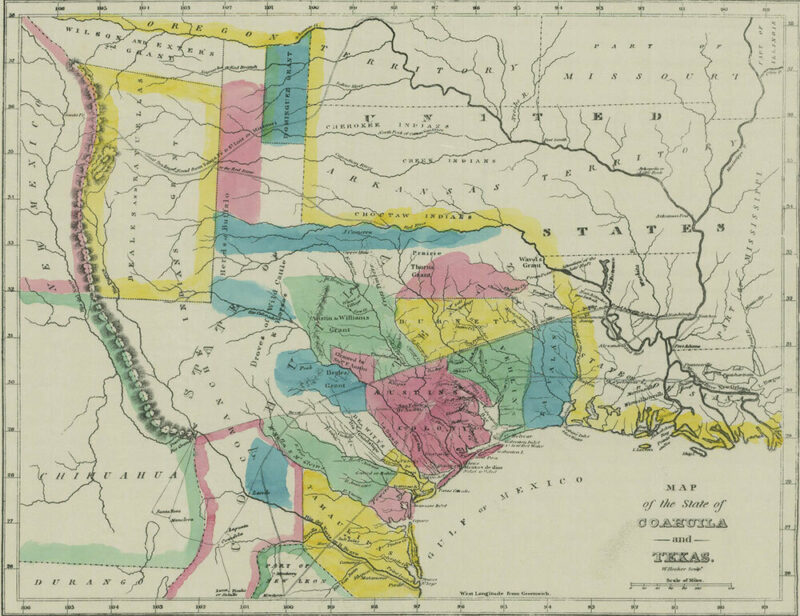 Map of Coahuila and Texas in 1833