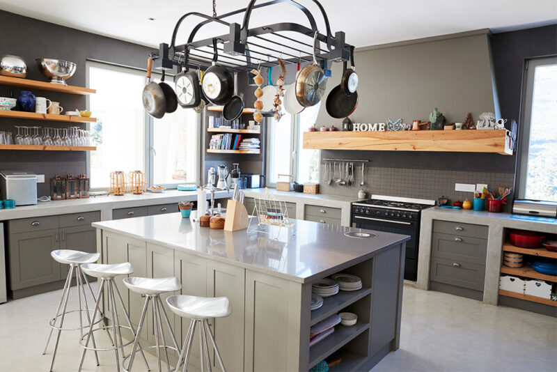 Modern kitchen with open shelving