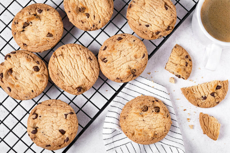 oatmeal chocolate chip cookies on cooling rack