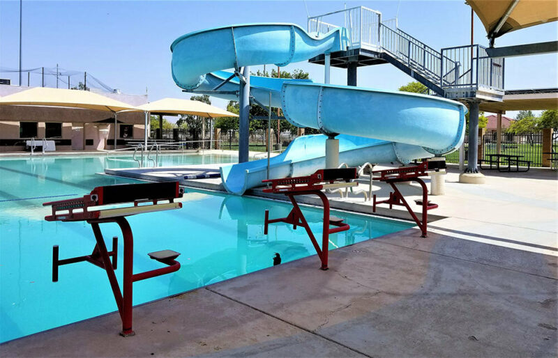 water slide at a community pool