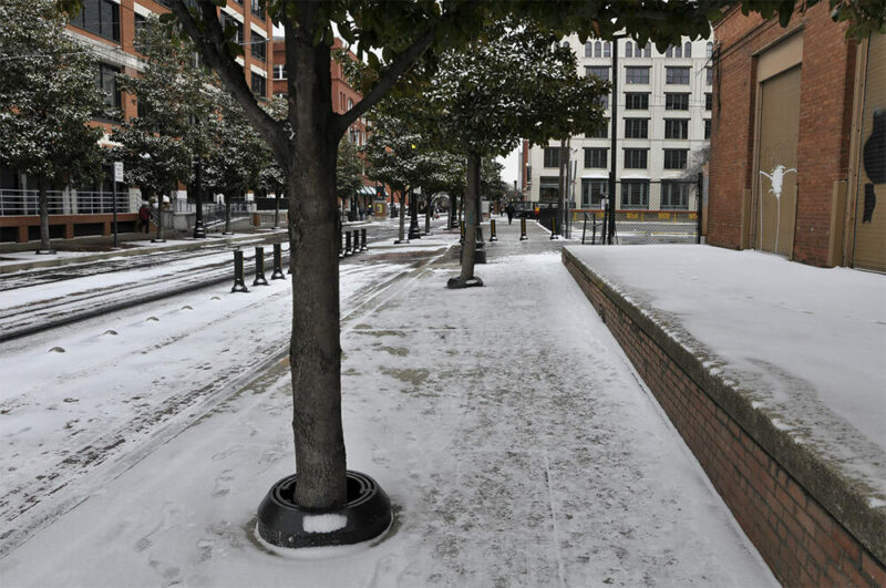 small amounts of snow on the ground - a "Texas snow"