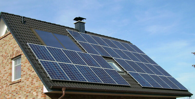 solar panels on a roof