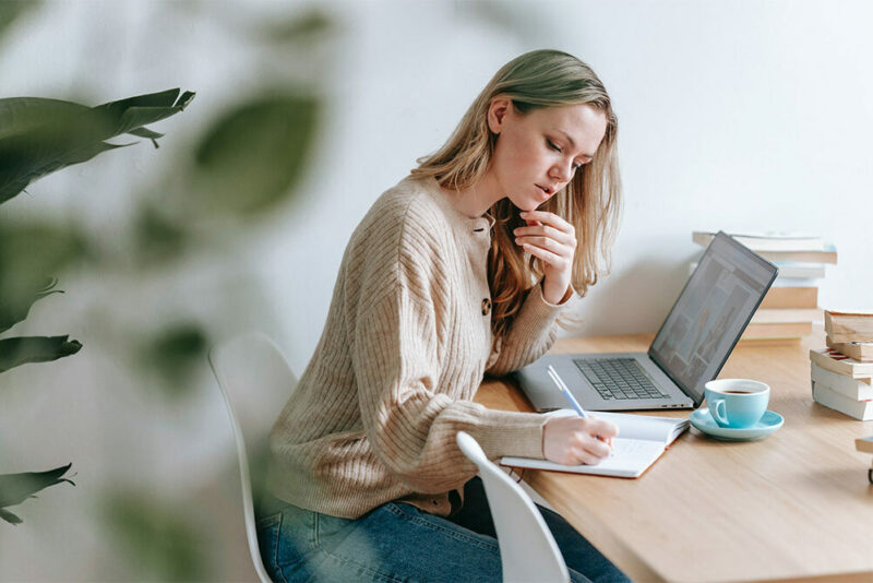 woman working on laptop